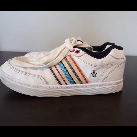 SOLD-Boys Preppy  White Classic Penguin Sneakers - Picture 4 of 6